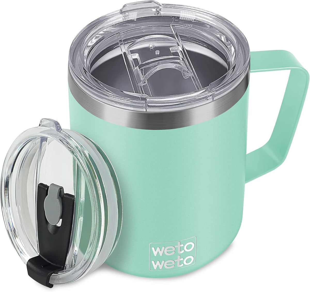 14 oz Insulated Coffee Mug, Vacuum Camping Mug with Lid, Handle