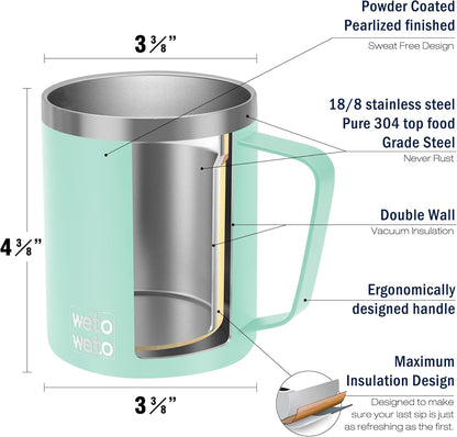 14 oz Insulated Coffee Mug, Vacuum Camping Mug with Lid, Handle