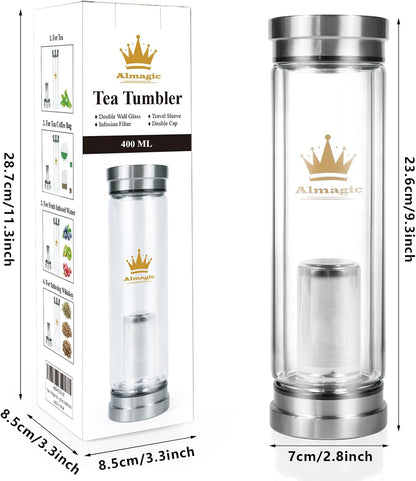 Tea Infuser Bottle for Loose Leaf Teas, 400 ml / 13.5 fl oz