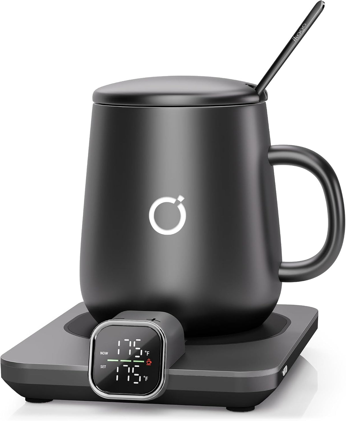 Coffee Cup Warmer & Mug Set, 1℉ Precise Temp Control Mug Warmer | Auto Shut Off, Infrared Sensor, Dual Temp Display, ℉/℃ Optional, 15oz Mug with Spoon & Lid Included, Gifts for Men Women