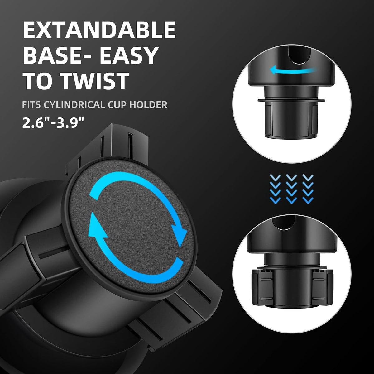 Car Cup Holder Expander, Extender for Car with Adjustable Base