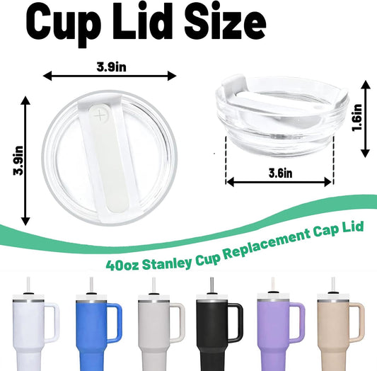 40 OZ Tumbler Lid Replacement Fit for Stanley Cup, 2 Pack Clear Replacement Lids Fit for Stanley Travel Tumbler, Spill Proof Tumbler Covers for Stanley Cup Accessories (Clear - White) - Colors A