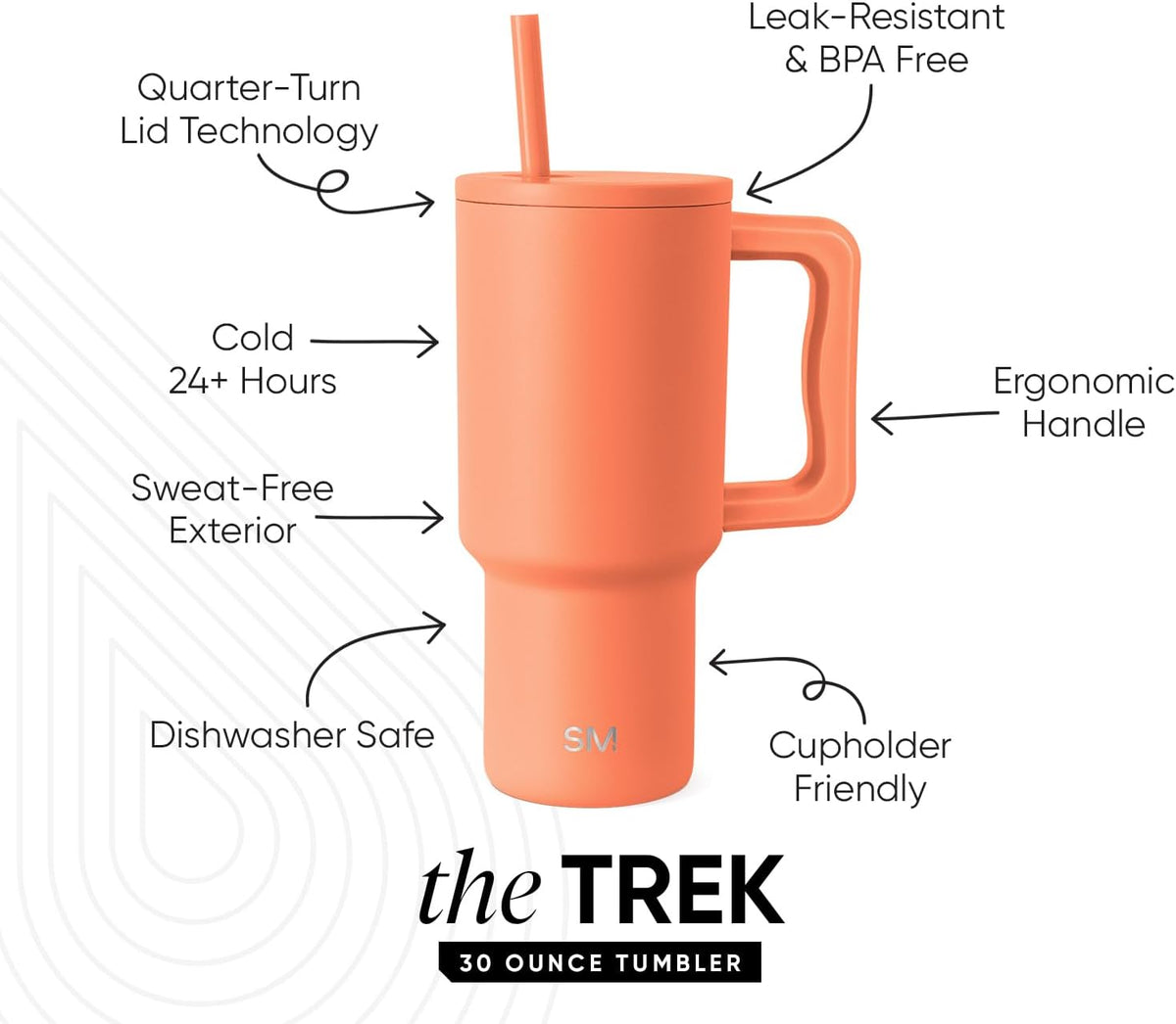 40 oz Trek Tumbler with Handle and Straw Lid | Cup Holder Friendly Insulated Stainless Steel Travel Mug | Slumberland - Colors B