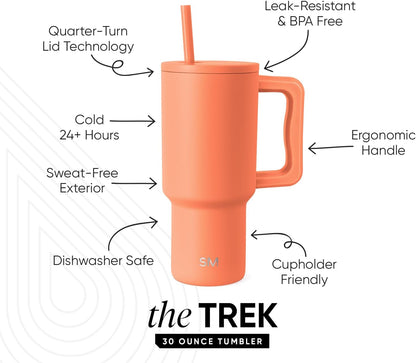 40 oz Trek Tumbler with Handle and Straw Lid | Cup Holder Friendly Insulated Stainless Steel Travel Mug | Slumberland - Colors B