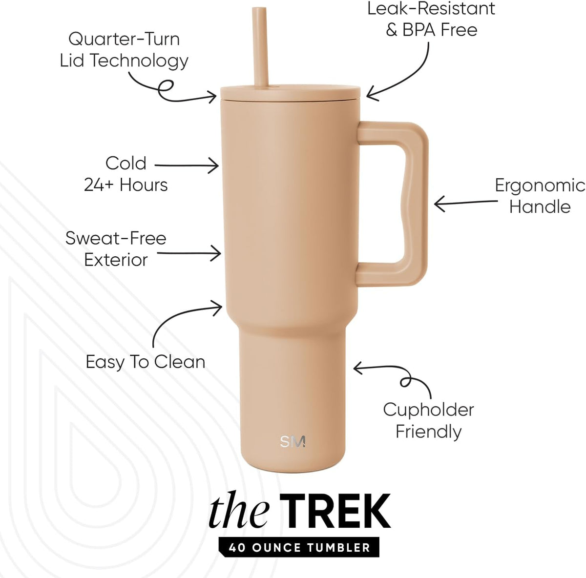 40 oz Trek Tumbler with Handle and Straw Lid | Cup Holder Friendly Insulated Stainless Steel Travel Mug | Slumberland - Colors B