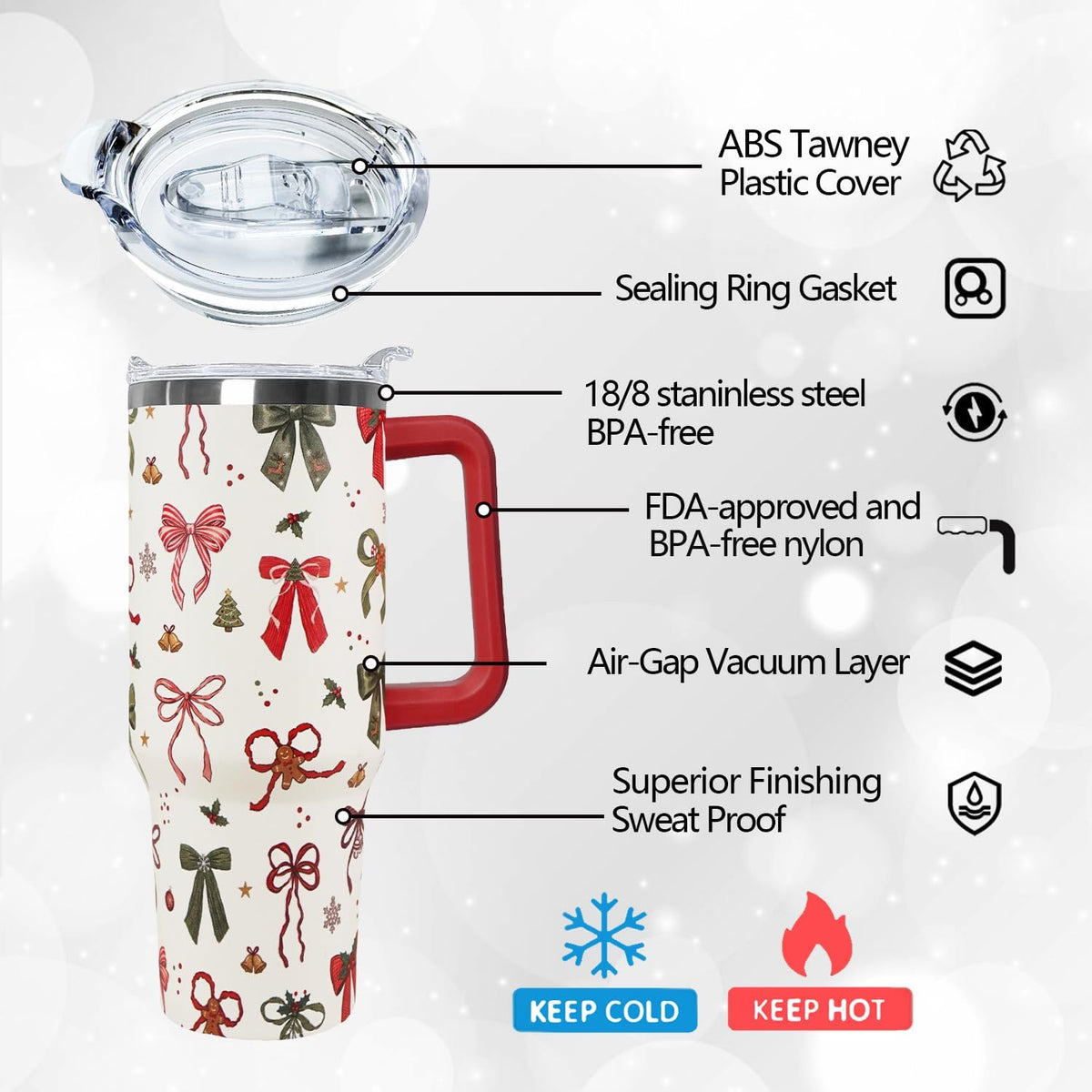 Ceovfoi 40 oz Pickleball Coffee Mug Vacuum Insulated Travel Tumbler with Handle, Lid & Straw - Perfect Pickleball Gifts for Players, Coaches, Lovers | Pickleball Accessories - Colors A