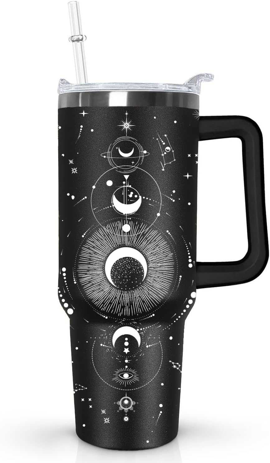 Ceovfoi 40 oz Pickleball Coffee Mug Vacuum Insulated Travel Tumbler with Handle, Lid & Straw - Perfect Pickleball Gifts for Players, Coaches, Lovers | Pickleball Accessories - Colors A