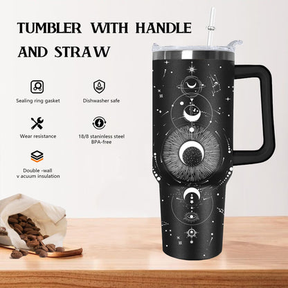 Ceovfoi 40 oz Pickleball Coffee Mug Vacuum Insulated Travel Tumbler with Handle, Lid & Straw - Perfect Pickleball Gifts for Players, Coaches, Lovers | Pickleball Accessories - Colors A