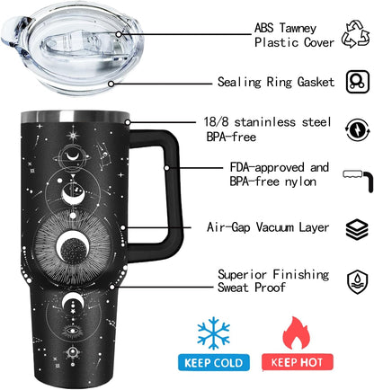 Ceovfoi 40 oz Pickleball Coffee Mug Vacuum Insulated Travel Tumbler with Handle, Lid & Straw - Perfect Pickleball Gifts for Players, Coaches, Lovers | Pickleball Accessories - Colors A