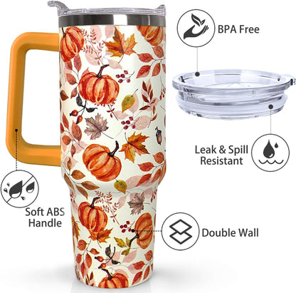 Ceovfoi 40 oz Pickleball Coffee Mug Vacuum Insulated Travel Tumbler with Handle, Lid & Straw - Perfect Pickleball Gifts for Players, Coaches, Lovers | Pickleball Accessories - Colors A