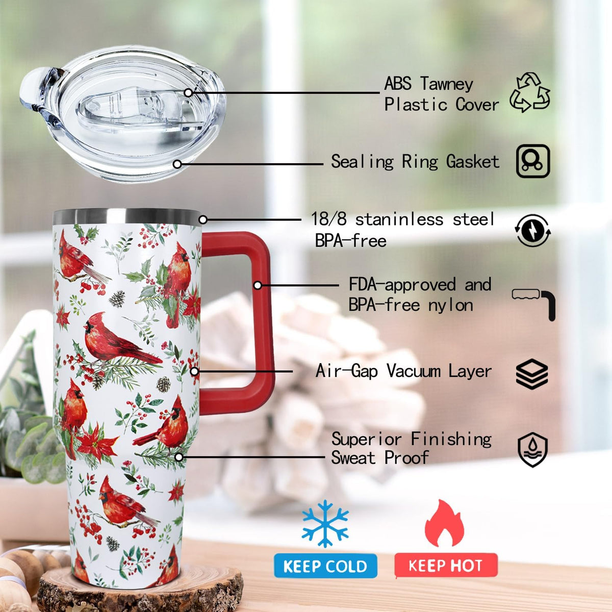 Ceovfoi 40 oz Pickleball Coffee Mug Vacuum Insulated Travel Tumbler with Handle, Lid & Straw - Perfect Pickleball Gifts for Players, Coaches, Lovers | Pickleball Accessories - Colors A