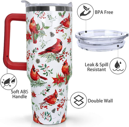 Ceovfoi 40 oz Pickleball Coffee Mug Vacuum Insulated Travel Tumbler with Handle, Lid & Straw - Perfect Pickleball Gifts for Players, Coaches, Lovers | Pickleball Accessories - Colors A