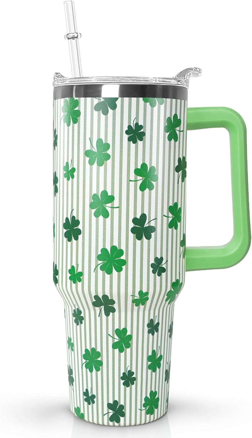 Ceovfoi 40 oz Pickleball Coffee Mug Vacuum Insulated Travel Tumbler with Handle, Lid & Straw - Perfect Pickleball Gifts for Players, Coaches, Lovers | Pickleball Accessories - Colors A