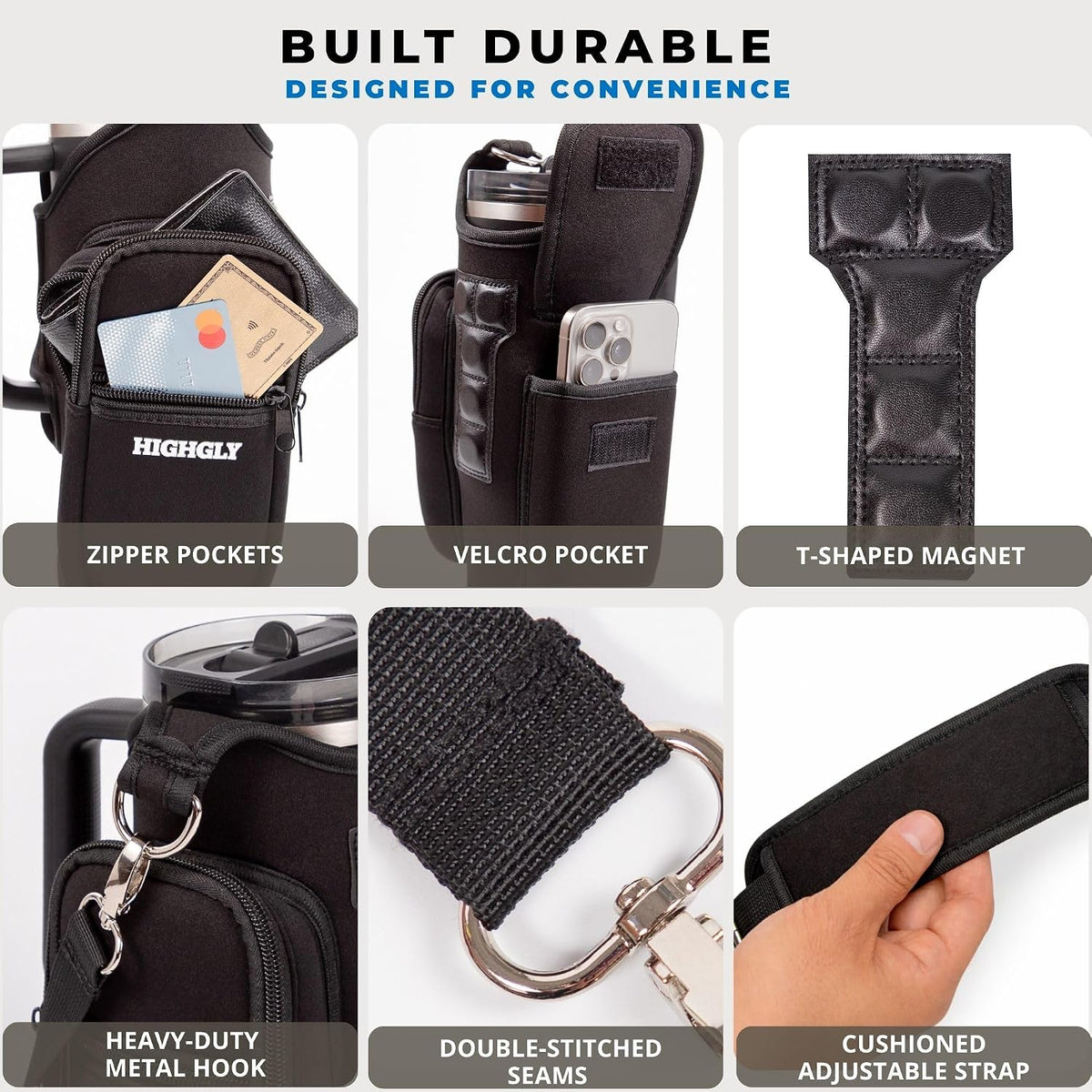 Magnetic Gym Bag for Stanley & Owala 30-40oz, Water Bottle Holder