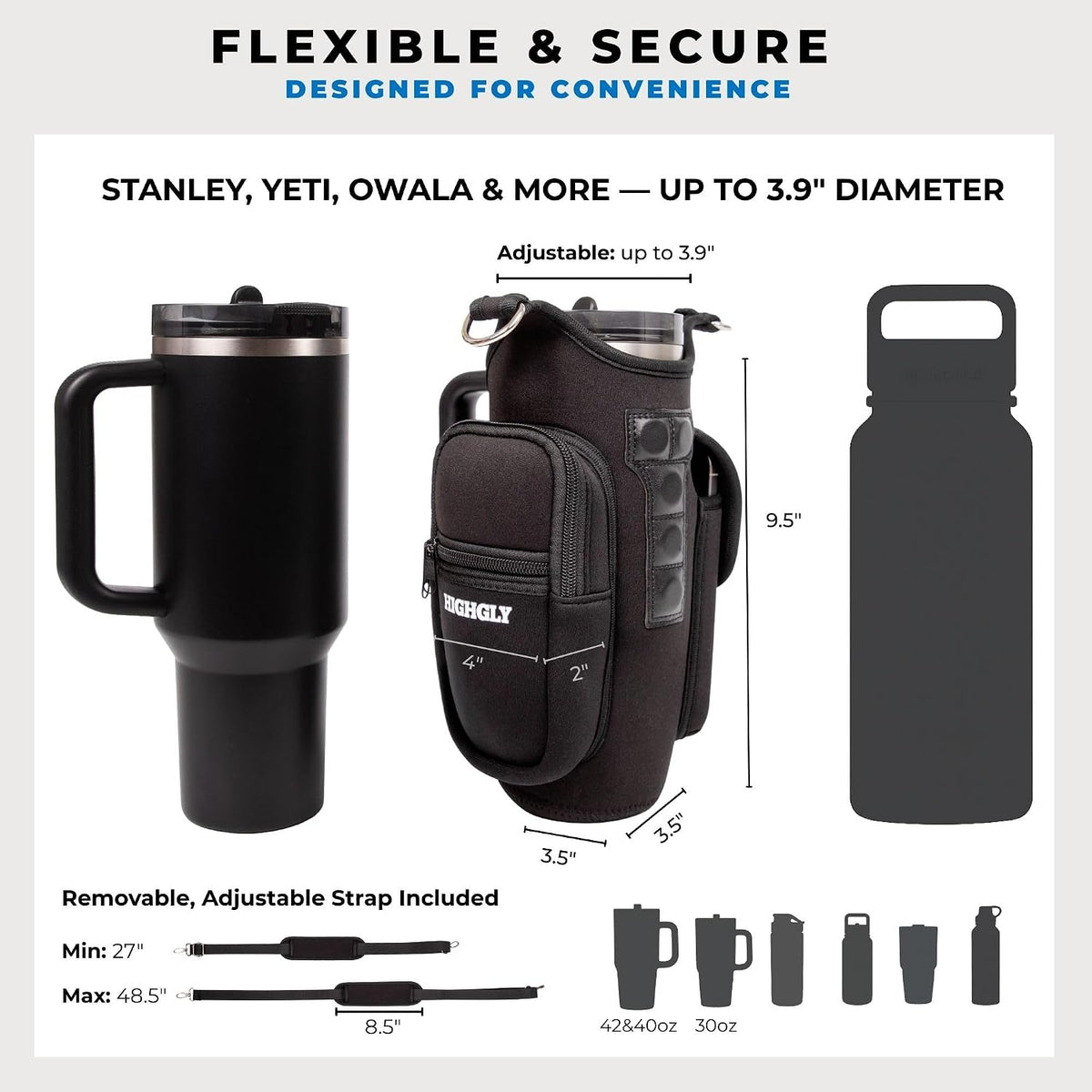 Magnetic Gym Bag for Stanley & Owala 30-40oz, Water Bottle Holder
