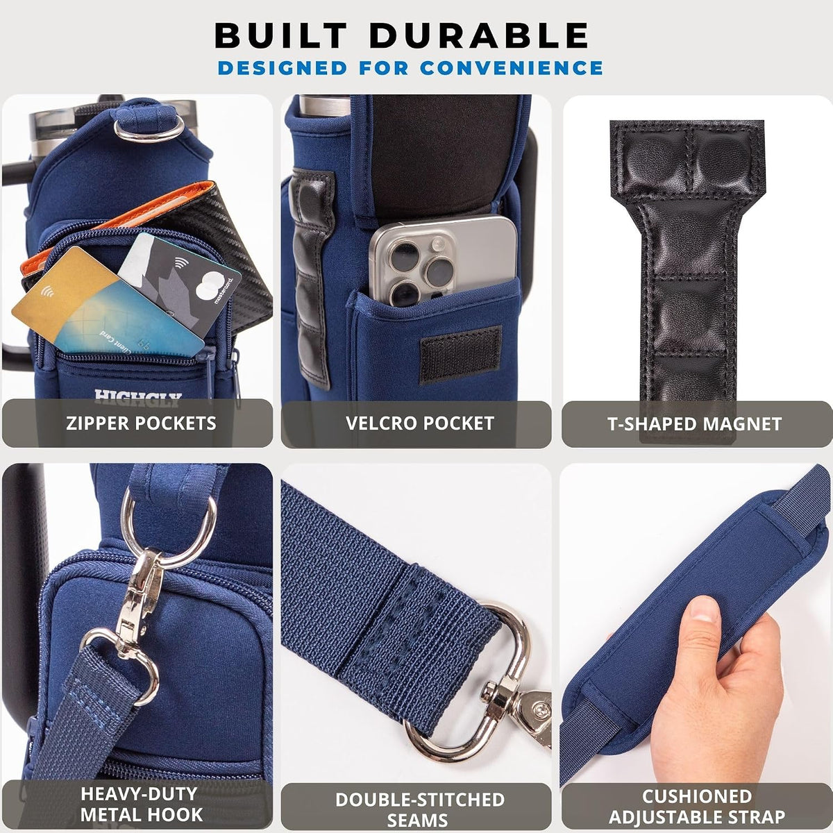 Magnetic Gym Bag for Stanley & Owala 30-40oz, Water Bottle Holder