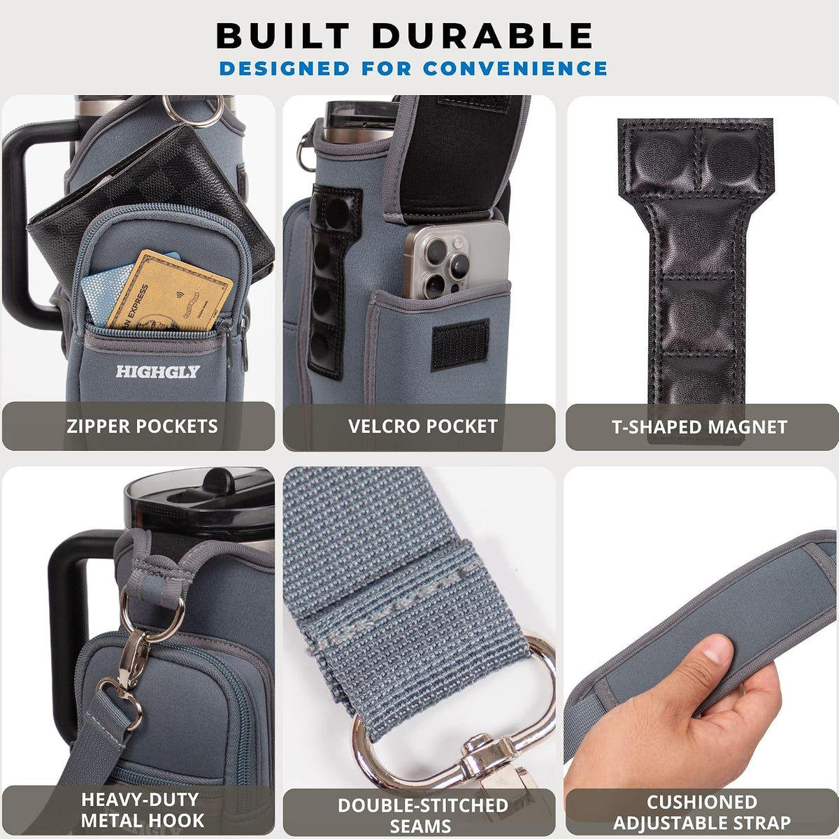 Magnetic Gym Bag for Stanley & Owala 30-40oz, Water Bottle Holder