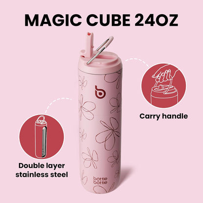 BOTTLE BOTTLE Insulated Water Bottle 24oz with Straw Lid and Handle Sports