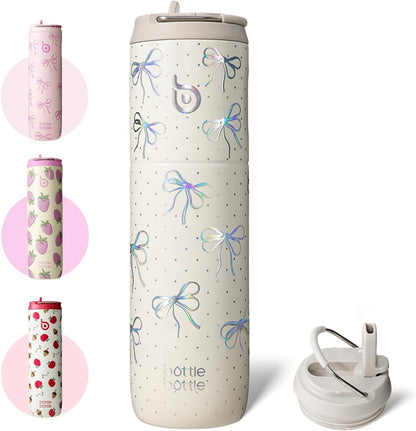 BOTTLE BOTTLE Insulated Water Bottle 24oz with Straw Lid and Handle Sports