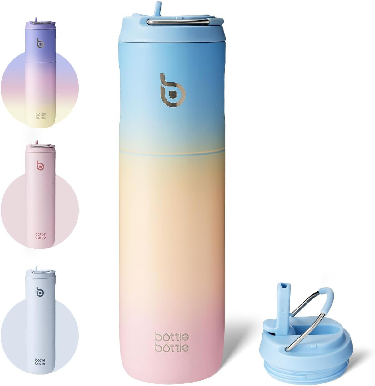BOTTLE BOTTLE Insulated Water Bottle 24oz with Straw Lid and Handle Sports