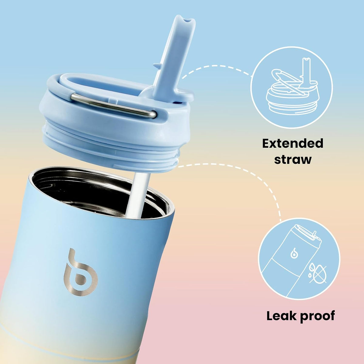 BOTTLE BOTTLE Insulated Water Bottle 24oz with Straw Lid and Handle Sports
