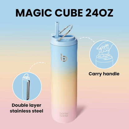 BOTTLE BOTTLE Insulated Water Bottle 24oz with Straw Lid and Handle Sports