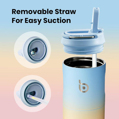 BOTTLE BOTTLE Insulated Water Bottle 24oz with Straw Lid and Handle Sports