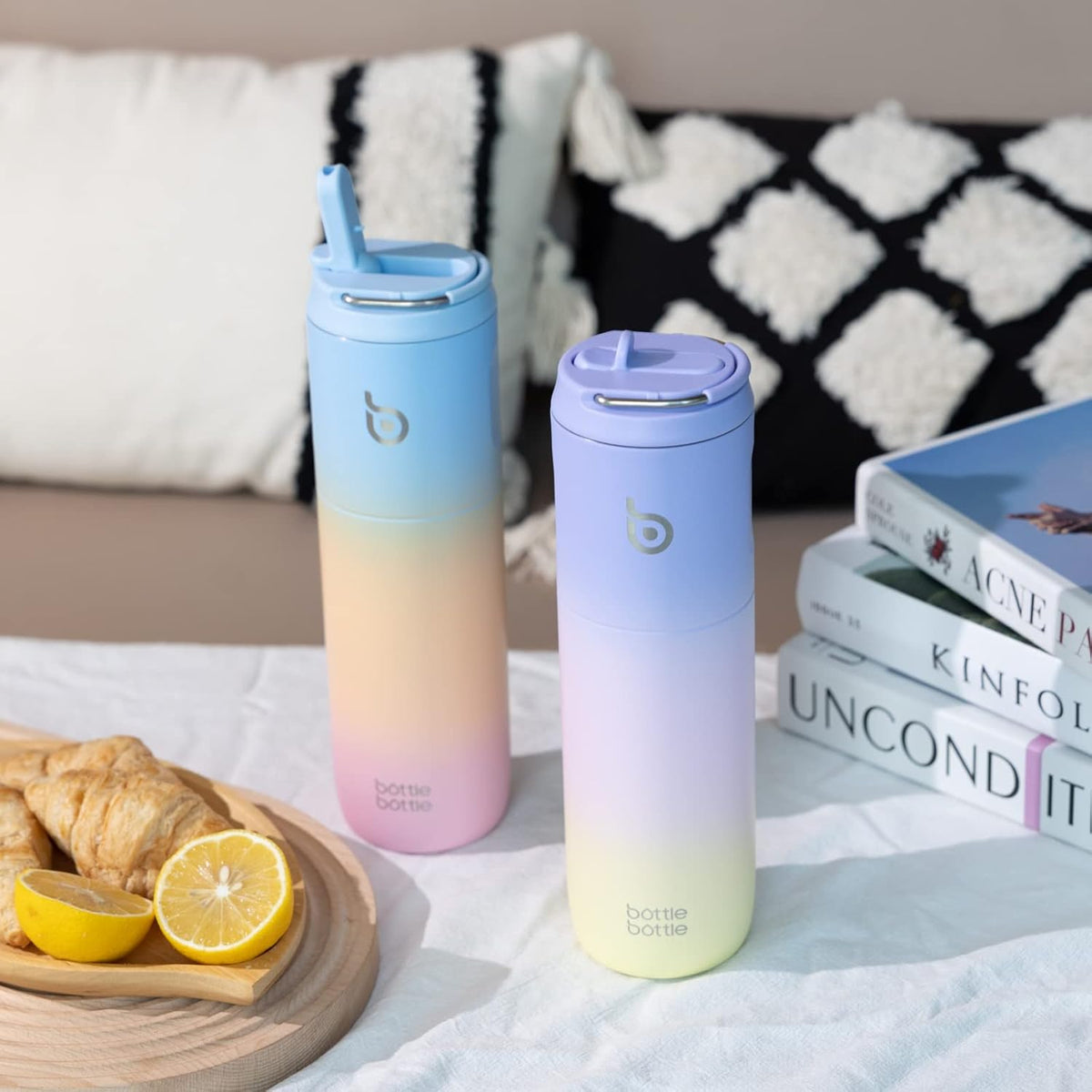 BOTTLE BOTTLE Insulated Water Bottle 24oz with Straw Lid and Handle Sports