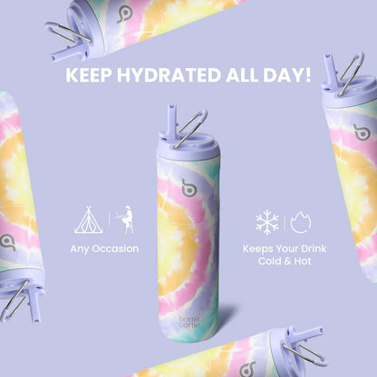 BOTTLE BOTTLE Insulated Water Bottle 24oz with Straw Lid and Handle Sports