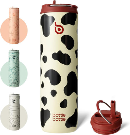 BOTTLE BOTTLE Insulated Water Bottle 24oz with Straw Lid and Handle Sports