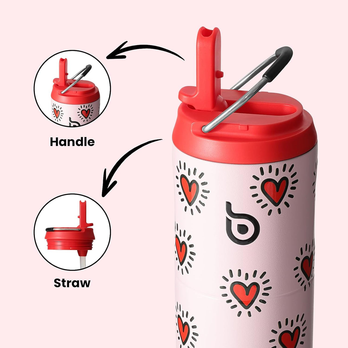 BOTTLE BOTTLE Insulated Water Bottle 24oz with Straw Lid and Handle Sports