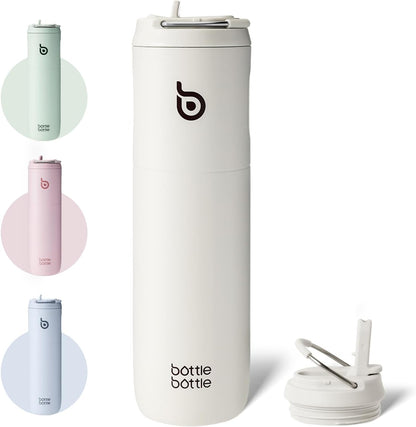 BOTTLE BOTTLE Insulated Water Bottle 24oz with Straw Lid and Handle Sports