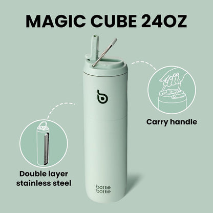 BOTTLE BOTTLE Insulated Water Bottle 24oz with Straw Lid and Handle Sports