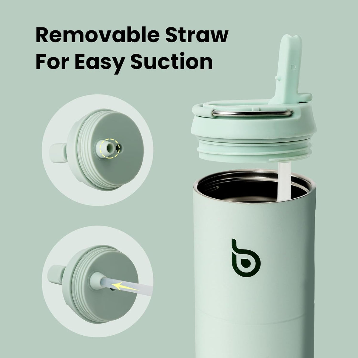 BOTTLE BOTTLE Insulated Water Bottle 24oz with Straw Lid and Handle Sports