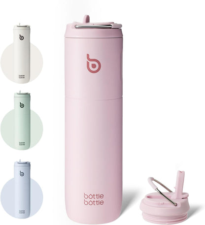 BOTTLE BOTTLE Insulated Water Bottle 24oz with Straw Lid and Handle Sports