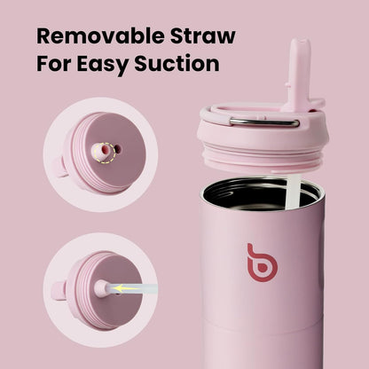 BOTTLE BOTTLE Insulated Water Bottle 24oz with Straw Lid and Handle Sports