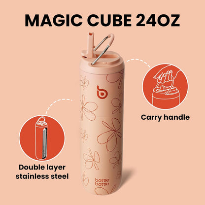 BOTTLE BOTTLE Insulated Water Bottle 24oz with Straw Lid and Handle Sports