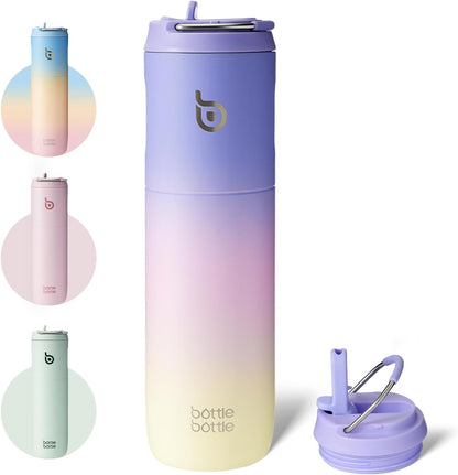 BOTTLE BOTTLE Insulated Water Bottle 24oz with Straw Lid and Handle Sports