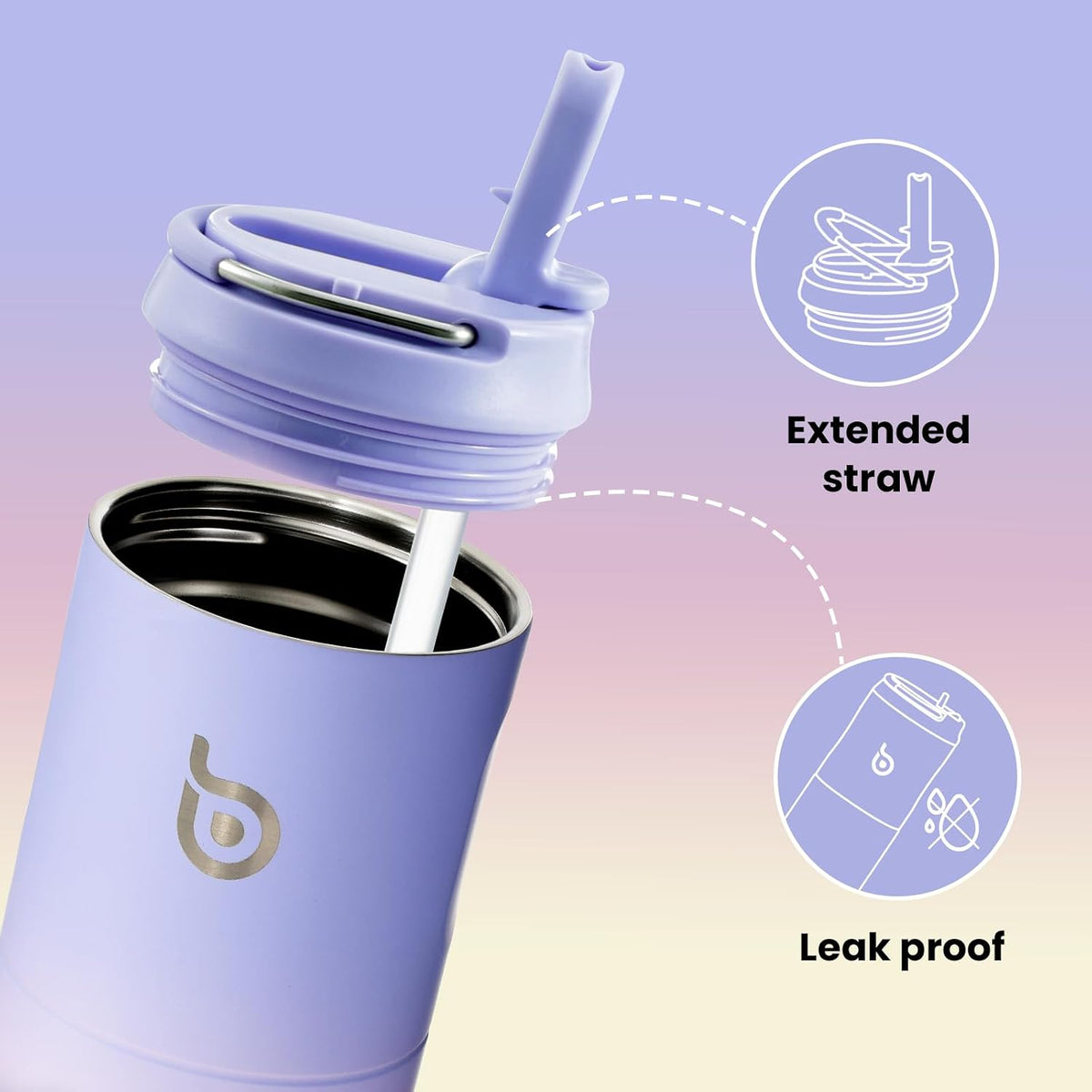 BOTTLE BOTTLE Insulated Water Bottle 24oz with Straw Lid and Handle Sports
