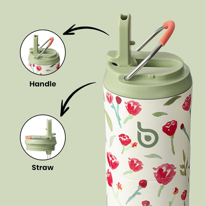 BOTTLE BOTTLE Insulated Water Bottle 24oz with Straw Lid and Handle Sports