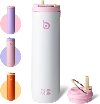 BOTTLE BOTTLE Insulated Water Bottle 24oz with Straw Lid and Handle Sports