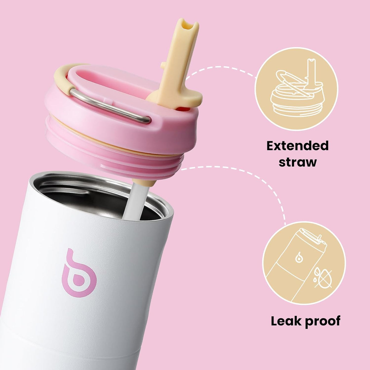 BOTTLE BOTTLE Insulated Water Bottle 24oz with Straw Lid and Handle Sports