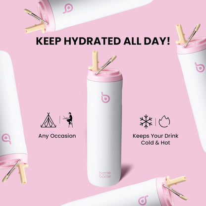 BOTTLE BOTTLE Insulated Water Bottle 24oz with Straw Lid and Handle Sports