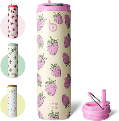 BOTTLE BOTTLE Insulated Water Bottle 24oz with Straw Lid and Handle Sports