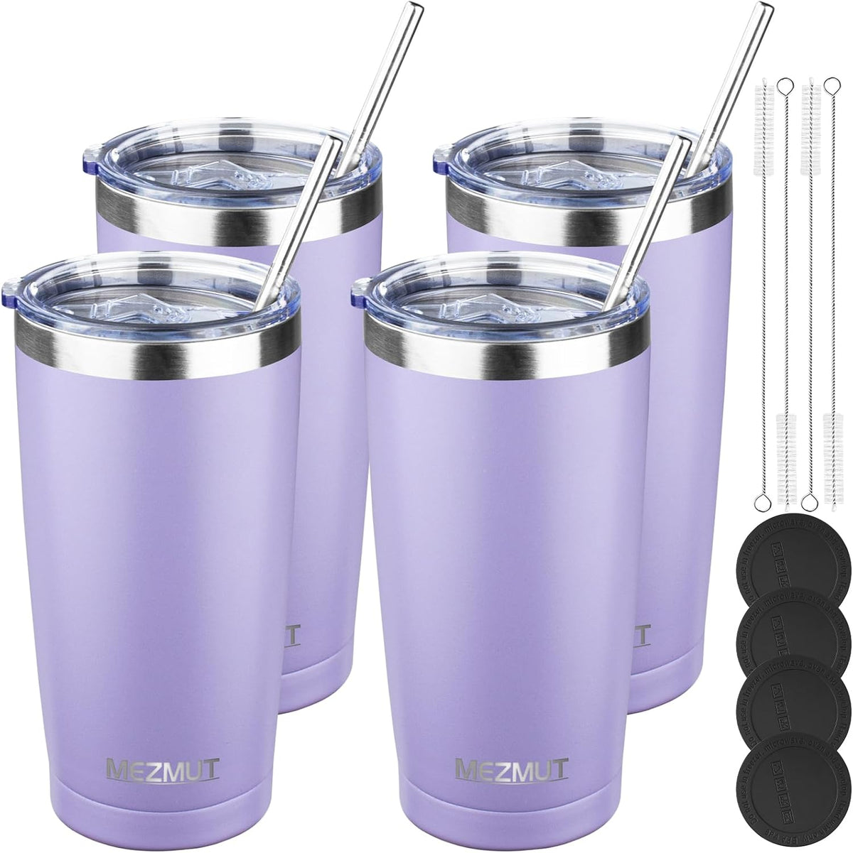 20oz Insulated Tumbler Travel Coffee Mug with Lid Straw(Lavender,1) | 18/8 Stainless Steel Double Wall Vacuum Spill Proof Metal Insulated Tumbler with Daul Lid and Straw, Hot or Iced Coffee Cup