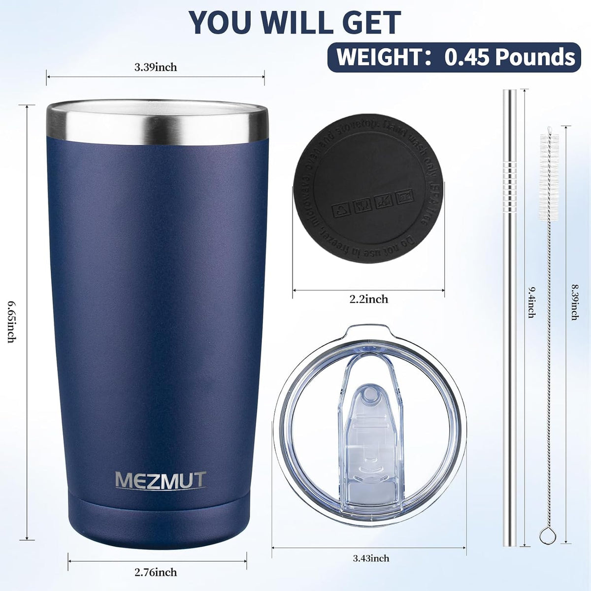 20oz Insulated Tumbler Travel Coffee Mug with Lid Straw(Lavender,1) | 18/8 Stainless Steel Double Wall Vacuum Spill Proof Metal Insulated Tumbler with Daul Lid and Straw, Hot or Iced Coffee Cup