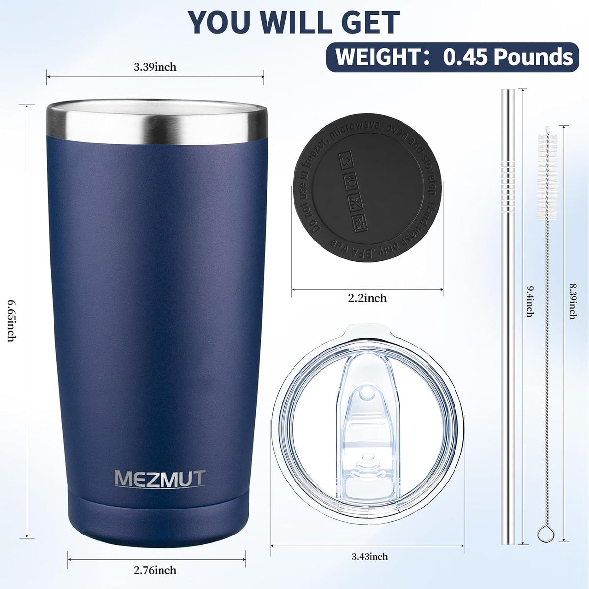 20oz Insulated Tumbler Travel Coffee Mug with Lid Straw(Lavender,1) | 18/8 Stainless Steel Double Wall Vacuum Spill Proof Metal Insulated Tumbler with Daul Lid and Straw, Hot or Iced Coffee Cup