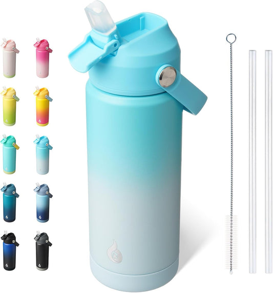 18oz Insulated Water Bottle, Stainless Steel Bottle with Straw Lid