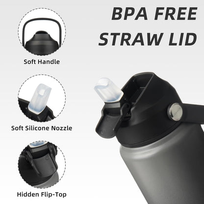 18oz Insulated Water Bottle, Stainless Steel Bottle with Straw Lid