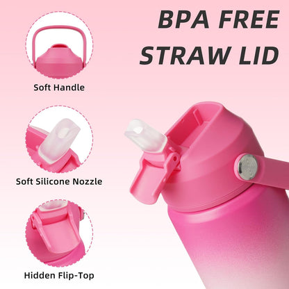18oz Insulated Water Bottle, Stainless Steel Bottle with Straw Lid